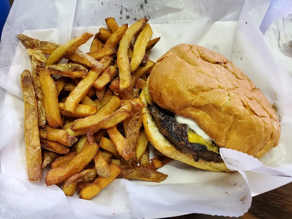 Cheddar Burger and Fries